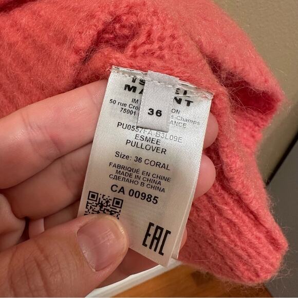 NWT Marant Etoile Pink Coral Mohair Wool Pullover Esmee Sweater 36 Medium - Picture 7 of 15